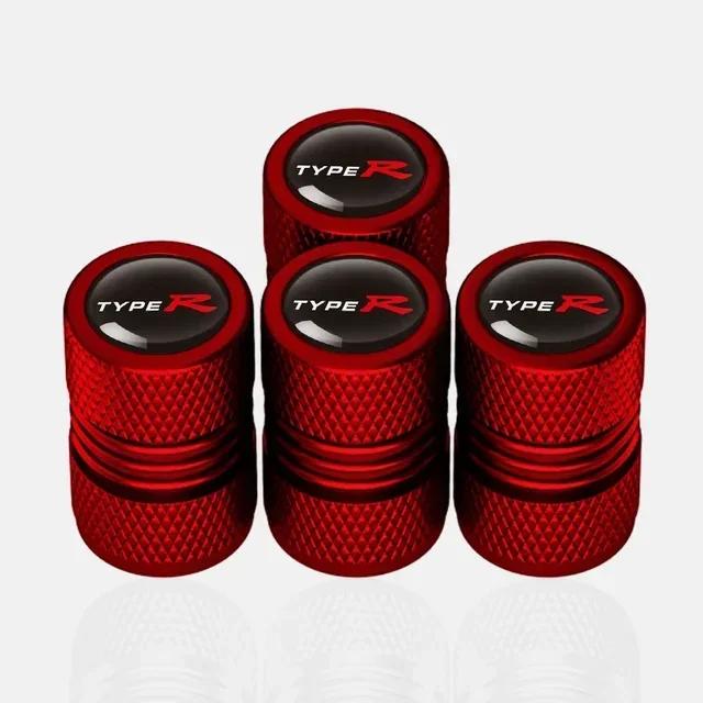 AAAKX1 4Pcs Car TypeR Tire Wheel Valve Caps Tyre Rim Stem Covers For Honda Civic TYPE R CRV HRV Accord Fit Accessories