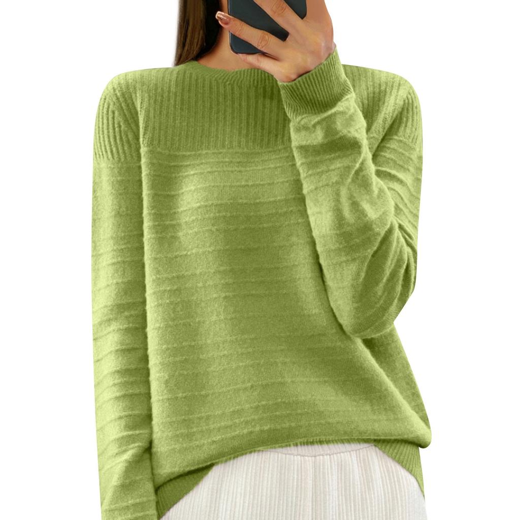 Женский модный круглый вырез однотонный вязаный свитер топ пуловер повседневный свитер