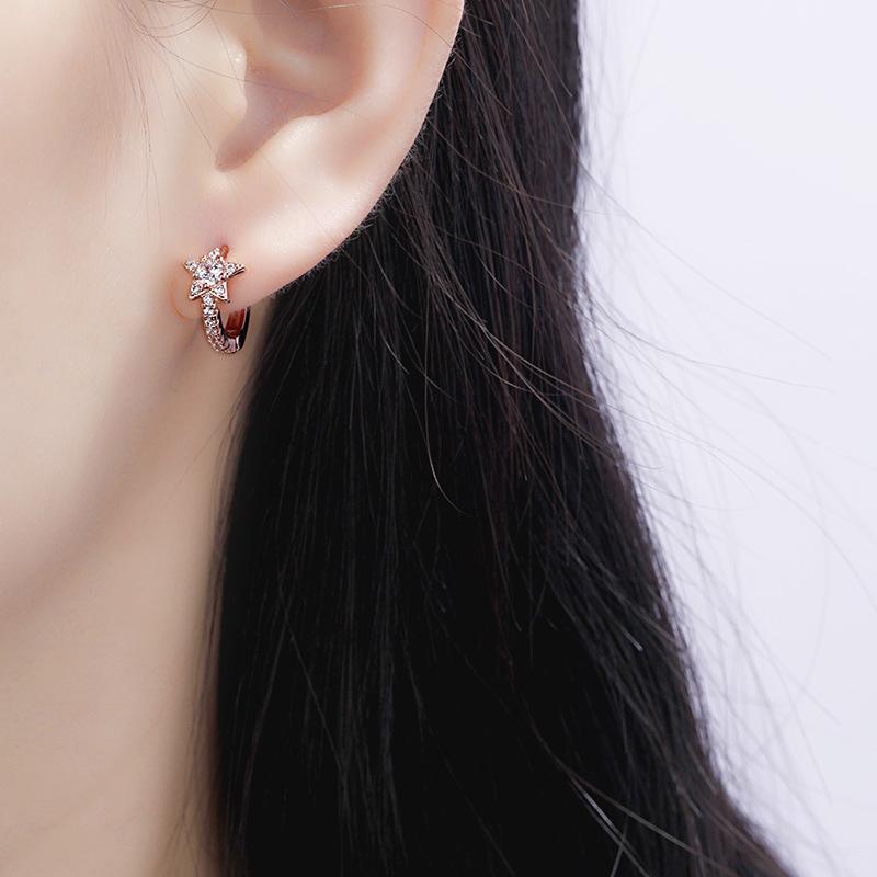 Серьги-звездочки Meteor Ear Buckle Full Diamond Small Star для женщин Small Fresh Zircon