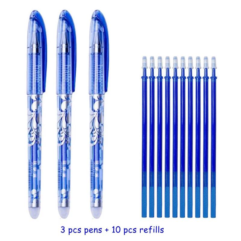 3-28 шт. стираемая ручка, 0,5 мм, сменный стержень, моющаяся ручка, синие/черные чернила, гелевая ручка для школы, офиса, письменные принадлежности, канцелярские принадлежности