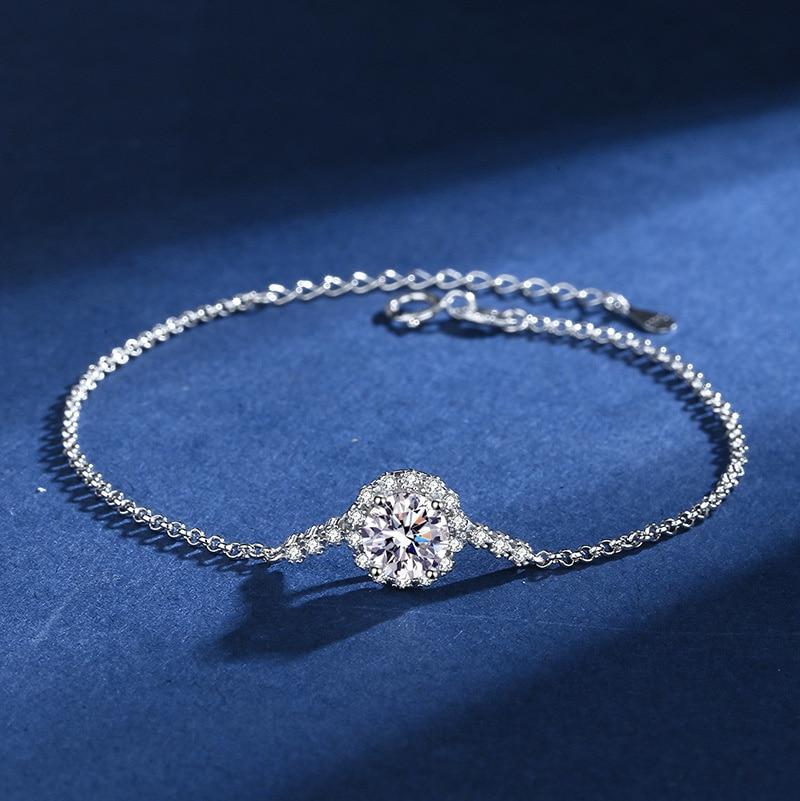 Bague Ringen Стерлинговое серебро S925, двухрядная дрель со звездами, D цвет, браслет из камня моссана, женская ниша, 1 карат, бриллиант моссана