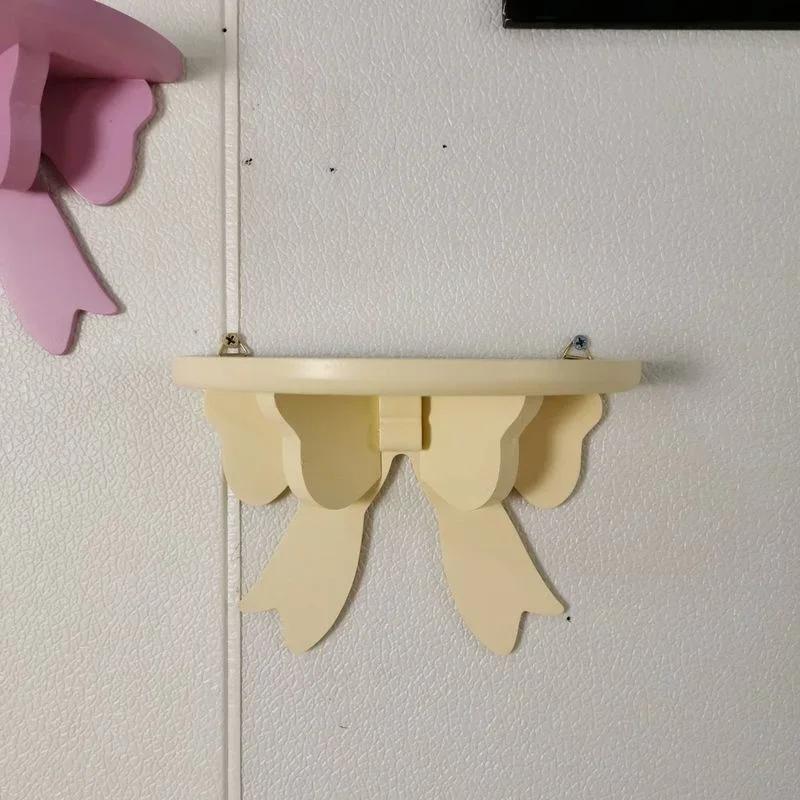 Деревянные декоративные полки, органайзер для комнаты для девочек, розовая настенная полка, декоративная рамка, банты, деревянная стойка для хранения вещей
