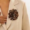 Fashion Leopard Print Pin Brooch Handmade Exaggerated Fabric Large Flower Brooches Party Accessory for Women 2025 Mew