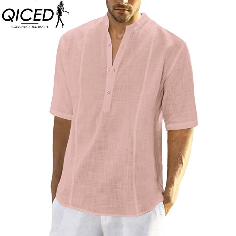 QICED Хлопковая футболка с коротким рукавом, мужская модная свободная рубашка с половиной рукава, сострадательная рубашка с принтом