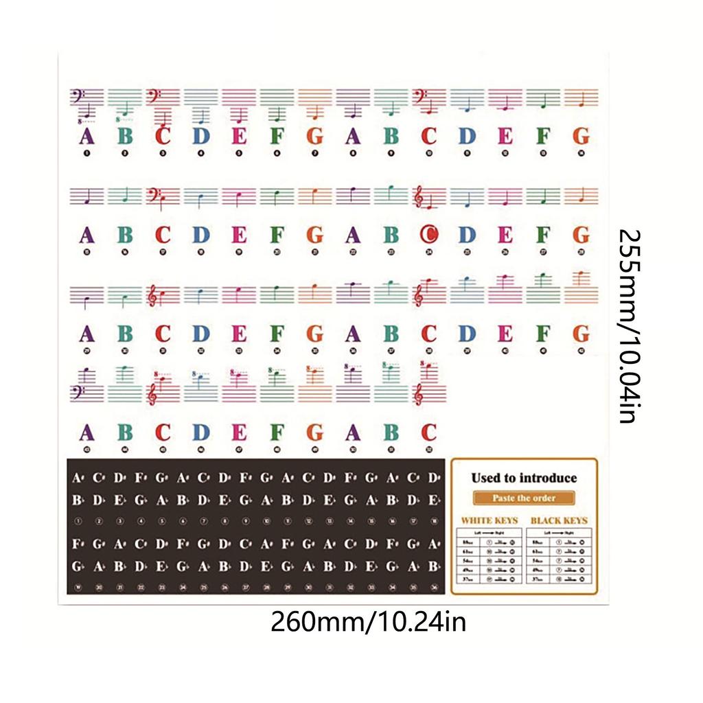 Piano Keyboard Sticker 25/49/61/76/88 Key-Removable Transparent Piano Sticker
