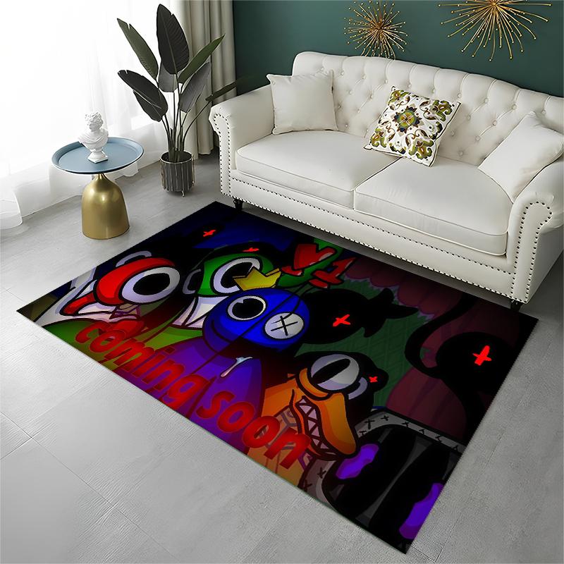 Game R-Rainbow Friends Cartoon Carpet Rug for Playroom Bedroom Living Room Sofa Home Decor,kid Area Rug Non-slip Floor Mat