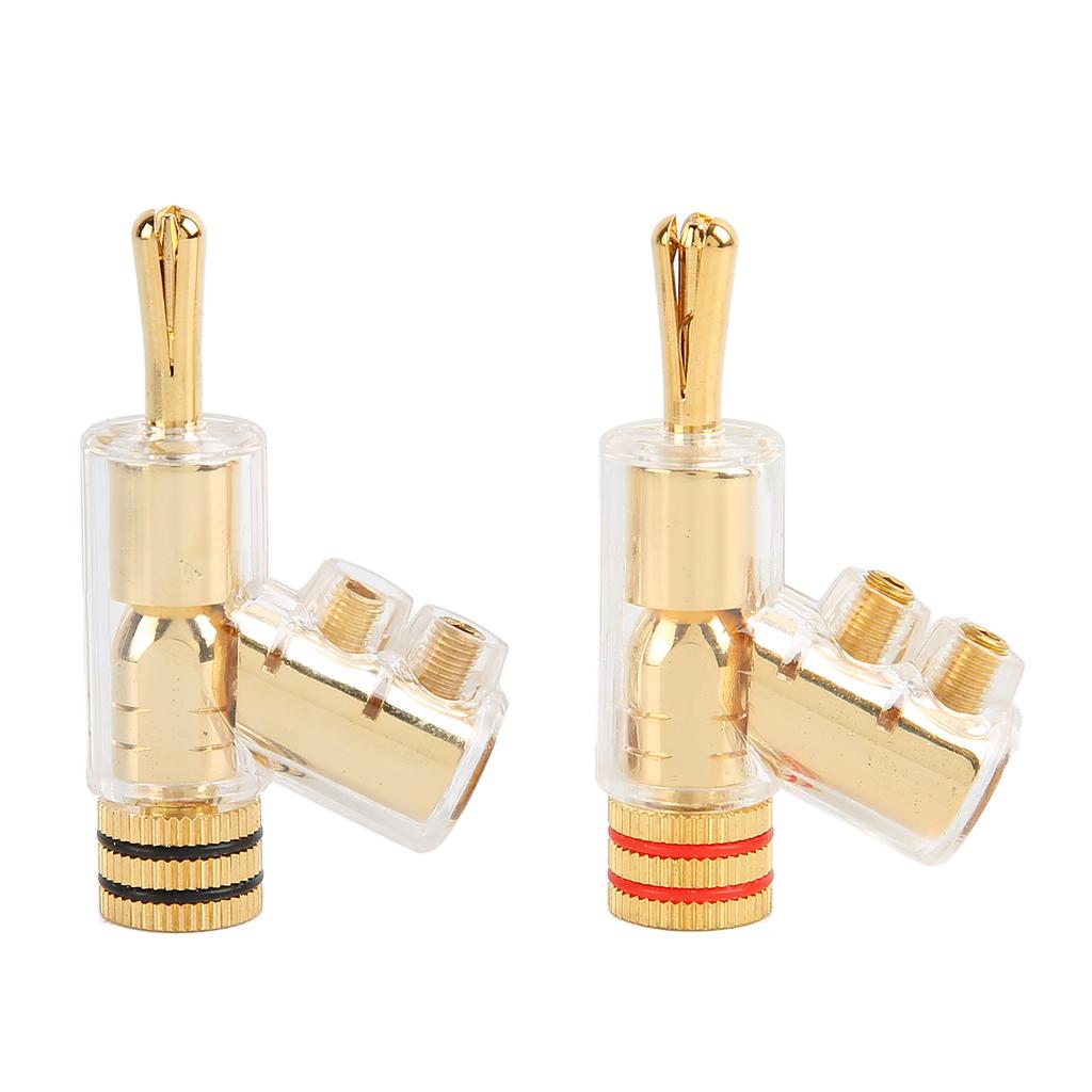 1 Pair Locking Banana Plugs Copper Gold Plated Solderless Speaker Locking Banana Connectors for Speaker Wire