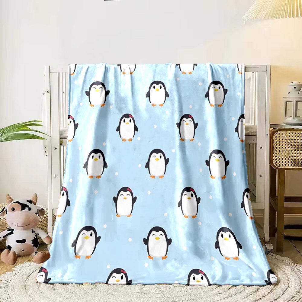 Cute Penguin Pattern Blanket print blanket soft and cozy perfect for the living room bed sofa or a nap,gift