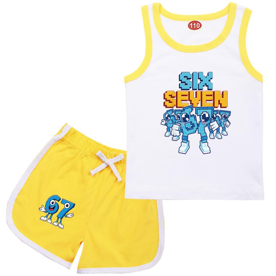 9193 Детские Украсть Мозговую Гниль 67 Принт Топ Брюки Спортивный Костюм Комплекты