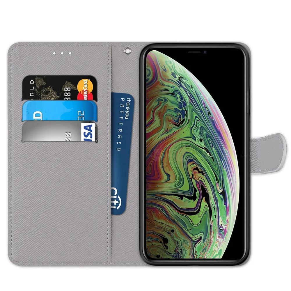 Милый Кото-Волк Узор Кошелек Флип-Кейсы Для iPhone 15 Pro Max 14 Plus 13 12 11 Pro Max Держатель для карт Подставка Чехол-Книга для Телефона