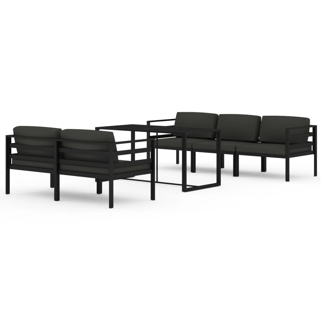 6 Piece Garden Lounge Set with Cushions Aluminum Anthracite Grey