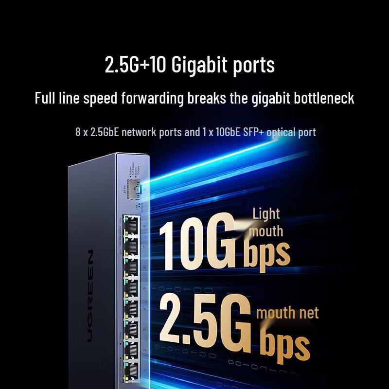 Ugreen 2.5G Network Switch 8-Port with 10G SFP+ Uplink