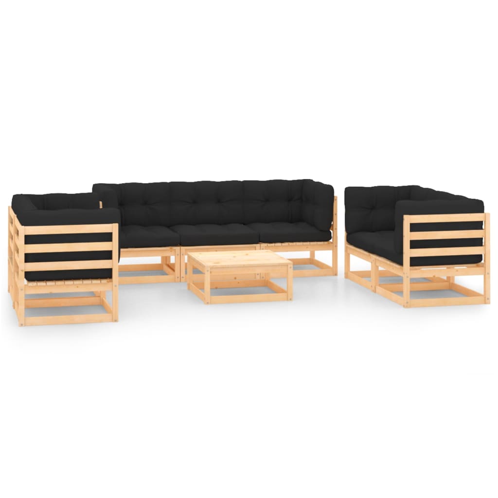 8 piece garden lounge set with cushions solid pine wood