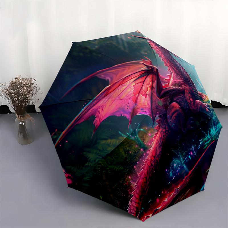 Dragon Fantasy- Automatic Umbrella, Four Seasons Portable Folding Umbrella, Suitable for Men and Women, Travel, Daily Compact Umbrella, Outd