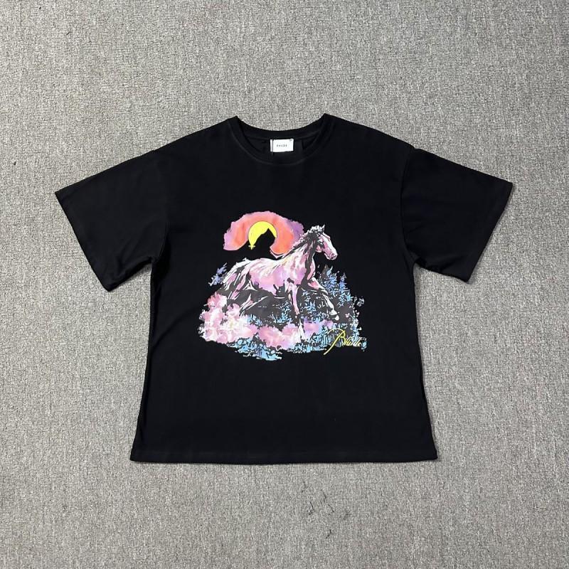 Vintage High Street RHUDE Print Loose Fit Short Sleeve T-Shirt Young Men