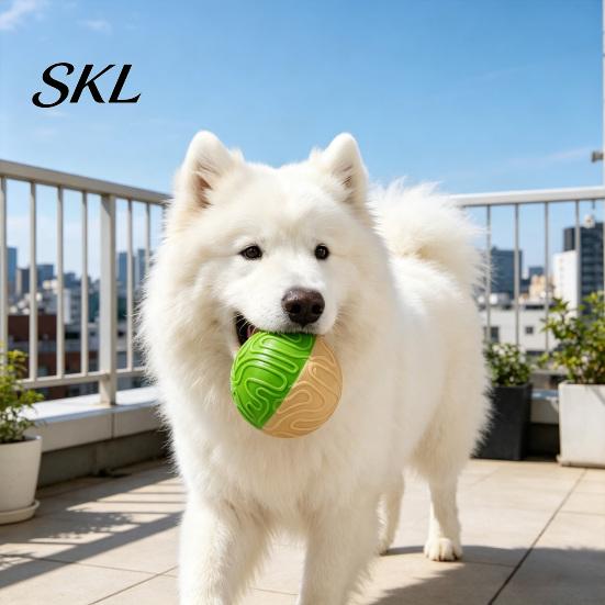 Massage Gums Dental Care Toys Squeaky Ball Dog Chew Toy, Indestructible Textured Teeth TPR Rubber Pet Cleaning Interactive Fetch for Aggressive