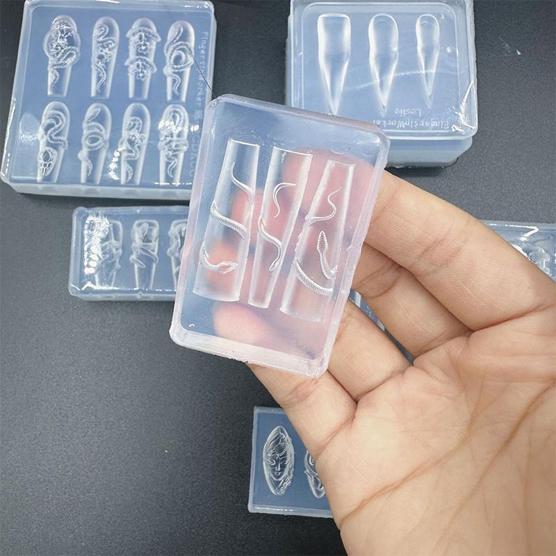 Cartoon Mini Snake Silicone Nail Mold Nail Stamping Stereoscopic Decorations Nails Diy Design Manicure Tools