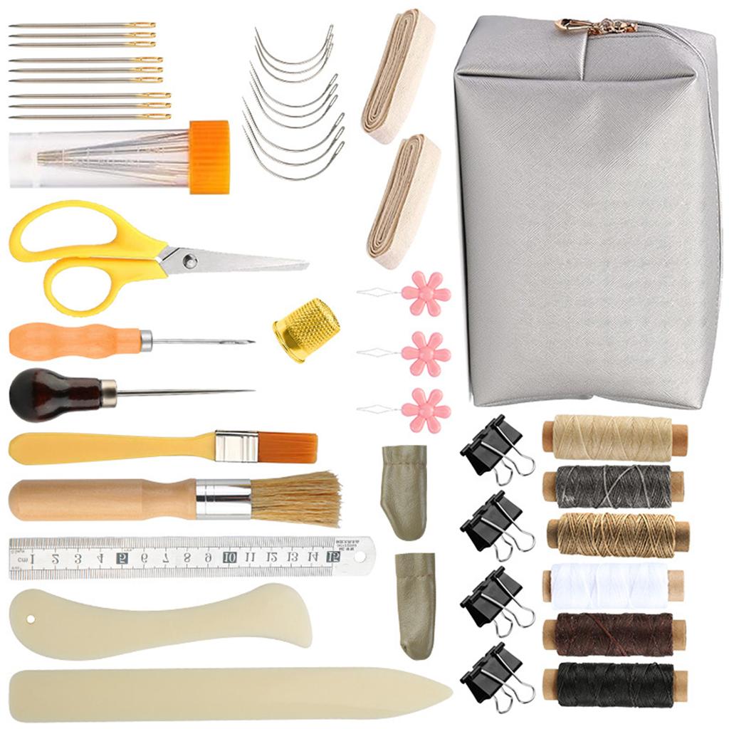Leather Sewing Set Leather Tool Set Leather Sewing Tool with Leather Sewing Needle and Storage Bag for Leather Sewing