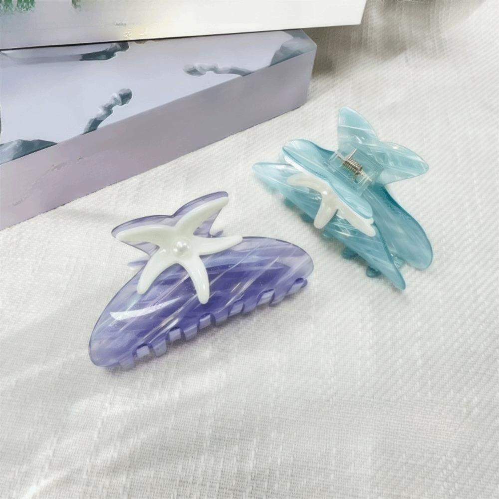 Shark Clip Pearl Hair Claw Colorful Acrylic Shark Clip Personalized Starfish Hair Grab  Streetwear