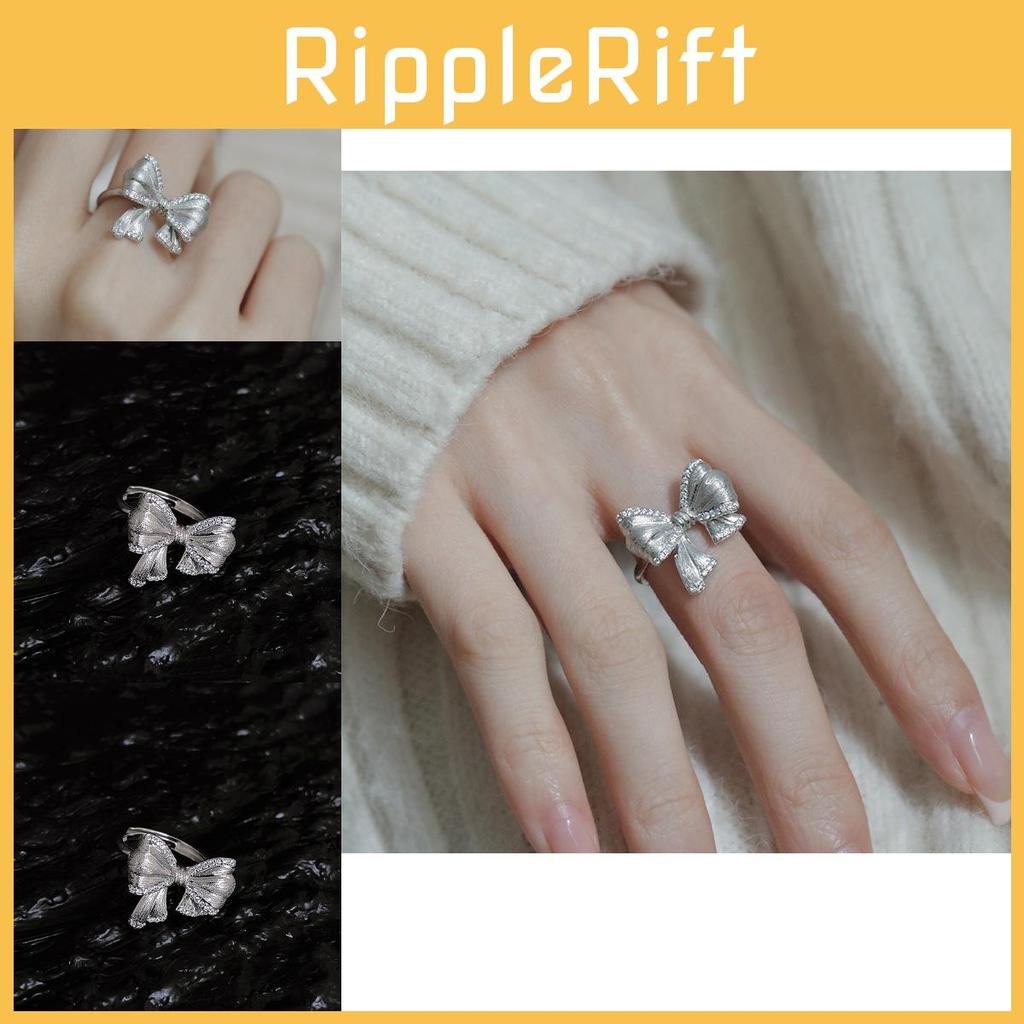 Chic And Minimalist Copper Bowknot Ring For Women With Adjustable Open Style