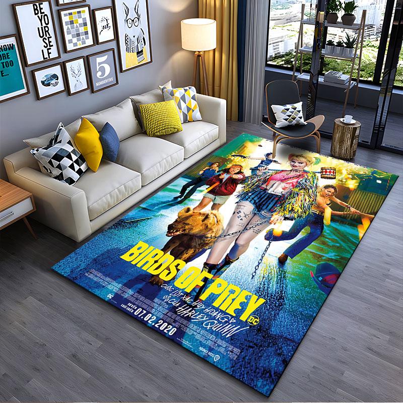 Harley Quinn Birds of Prey Carpet suitable as a non-slip mat for the living room or bedroom sofa
