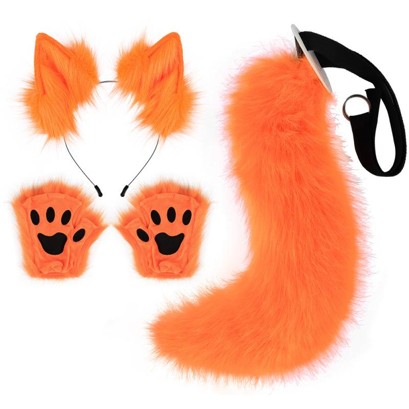 Fox Ear Hairband Beast Tail Halloween Set Beast Paw Simulation Plush Beast Ear Accessories