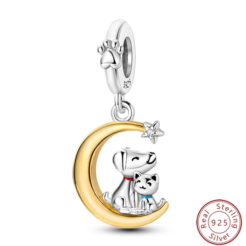 Милая серия «Кошка и собака» Медные шармы «Луна», «Бабочка», «Отпечаток лапы» 3 мм Сделай сам Изготовление изящных ювелирных изделий Подарки