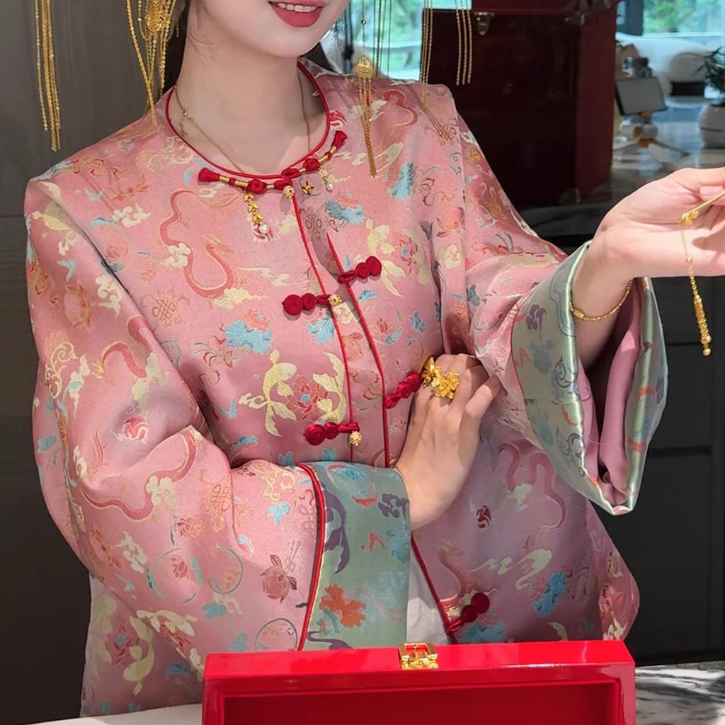Li Dexi, carp leaping over the dragon gate, new Chinese women's clothing, autumn and winter new Song Jin Heavy Industry embroidered jacket, national