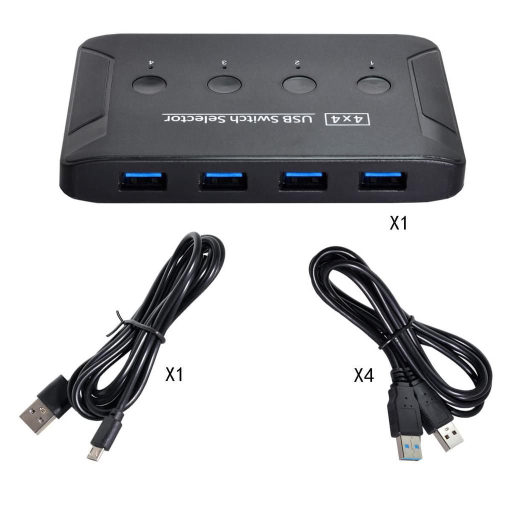 Cablecc KVM USB Switch Selector 4 Ports Share 4 Devices for PC Keyboard Mouse Scanner Printer 3.0