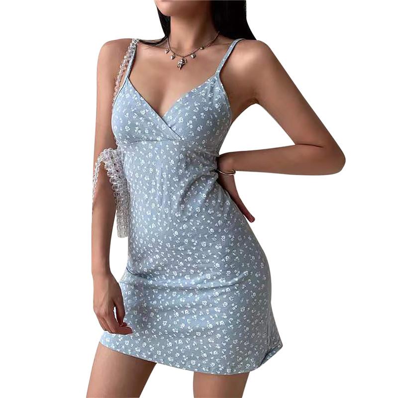 Y2k винтажное платье-майка с цветочным принтом и крестиком, женское тонкое платье без рукавов с v-образным вырезом, летние сексуальные милые вечерние черные мини-платья с открытой спиной, женская ткань