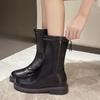 Мода 2024 года, высококачественная женская обувь, женские сапоги с молнией сзади, модные, с круглым носком, современные сапоги, женские ботильоны на квадратном каблуке