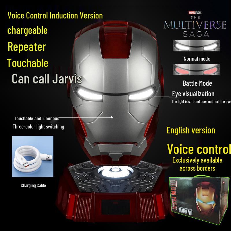 Шлем Железного человека MK5 с голосовым управлением, автоматическим открытием, светящимися элементами и моделью руки, реквизит для косплея