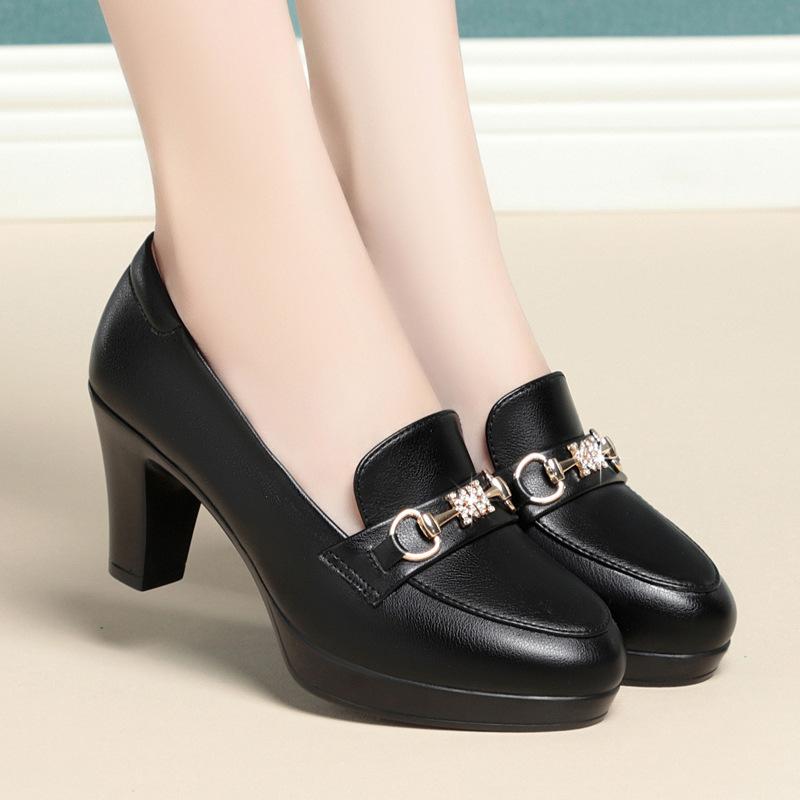 Модные осенние новые туфли на платформе с высоким каблуком для женщин с круглым носком из лакированной кожи для вечеринок и офиса