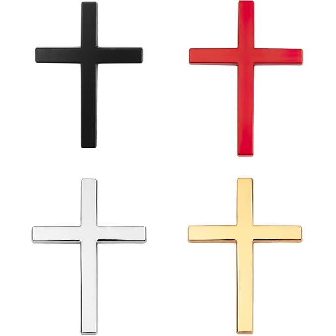3 Pcs Metal Jesus Christian Badge Stickers, 3D Alloy Cross Emblems for Car (4 Colors)