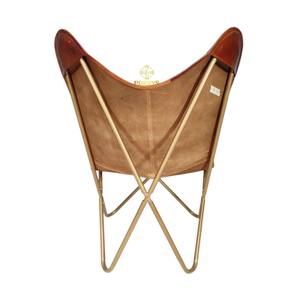 Кожаное кресло-бабочка ручной работы-Индийский домашний декор Удобное кресло