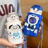 550ML Cute Cartoon Bear Thermos Water Bottle Straw Thermal For Kids Girs Portable School Stainless Steel Themo Insulation Cup