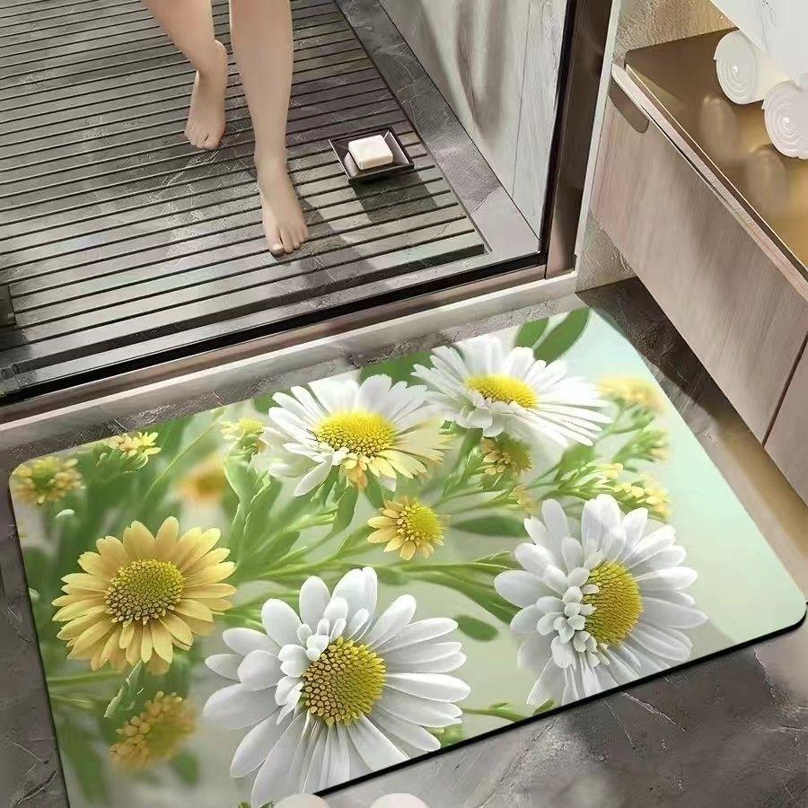 3D напольный коврик Little Daisy, сильные впитывающие быстросохнущие коврики для ног, нескользящие мягкие коврики для ванной комнаты, ковер для ванной комнаты