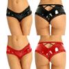 Women Ladies Sexy Lingerie Erotic Panties Wetlook Leather Latex Open Crotch PVC Crotchless Mini Briefs Shorts Knickers Underwear
