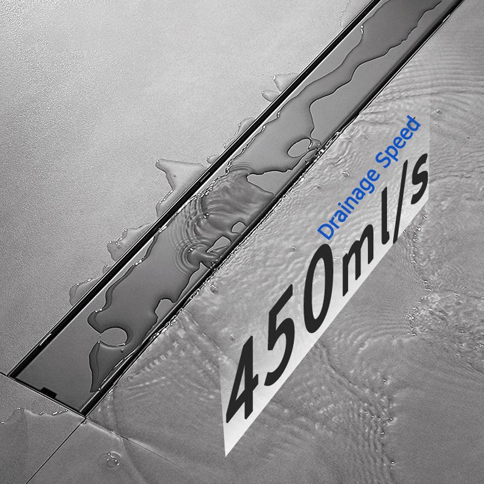 Невидимый слив для плитки из нержавеющей стали, серый, для душа в ванной, длинный, линейный, боковой слив для пола 60 70 80 90 100 см