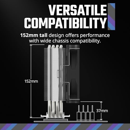 Воздушный кулер для процессора Cooler Master Hyper 212 Spectrum V3 с синхронизацией ARGB, 120-мм ШИМ-вентилятор, 4 медных тепловых трубки прямого контакта, высота 152 мм, для AMD Ryzen AM5/