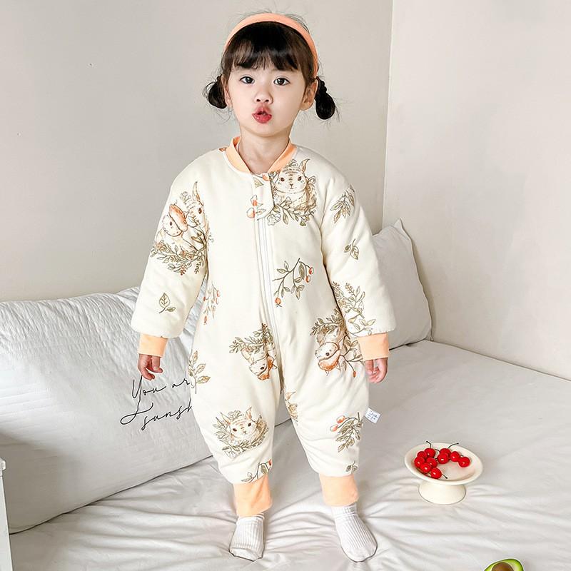 Baby Sleep Sack With Leg Opening Cotton Fleece Warm Thermal Pajamas Infants Toddlers 0-3 Years Winter