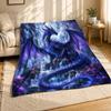 Majestic Dragon Waterfall Coral Fleece Blanket Fantasy Landscape Decor