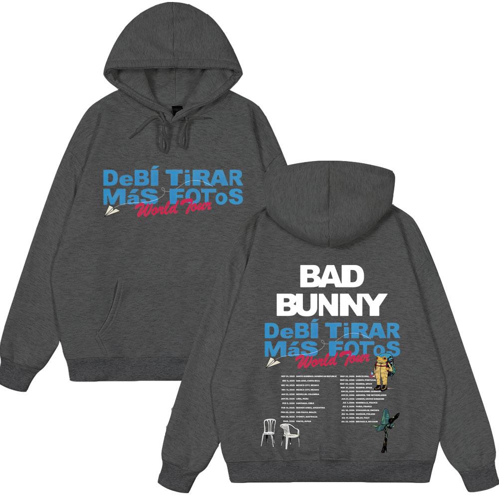 Rapper Bad Bunny DeBi TiRAR MaS FOToS DTMF World Tour Vintage Hoodie New Style Women Couple Winter Wear Harajuku Sweatshirt Tops