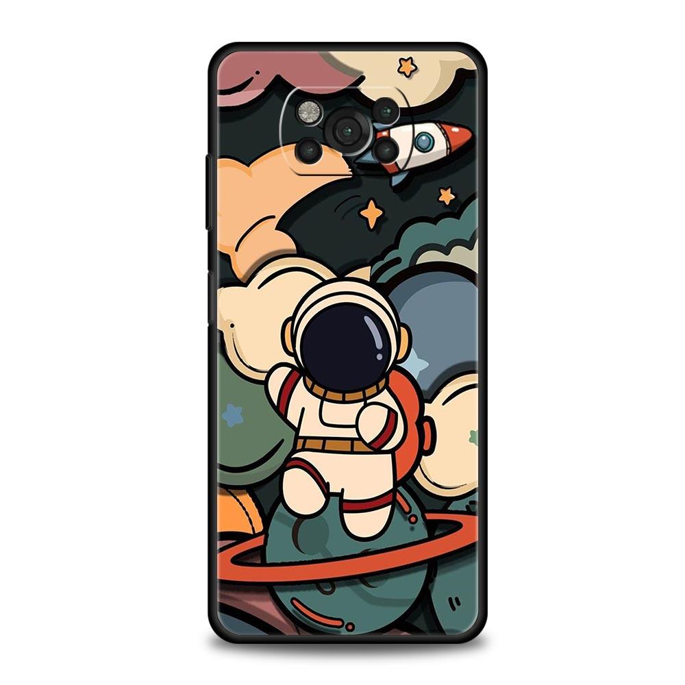 Cartoon Cute Cosmonaut Phone Case for Xiaomi Poco F7 F6 F5 F4 F3 X6 X5 X4 X3 NFC F7 Ultra M4 C51 C55 GT 5G Soft TPU Cover Fundas
