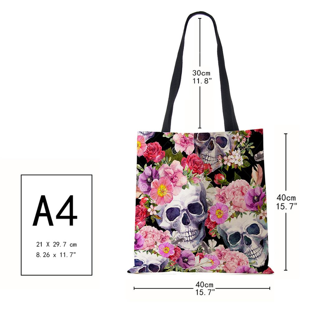 Сумка-тоут с цветочным принтом черепа ко Дню мертвых, женские сумки, сумки через плечо для девушки с сахарным черепом на Хэллоуин, большая вместимость CLE