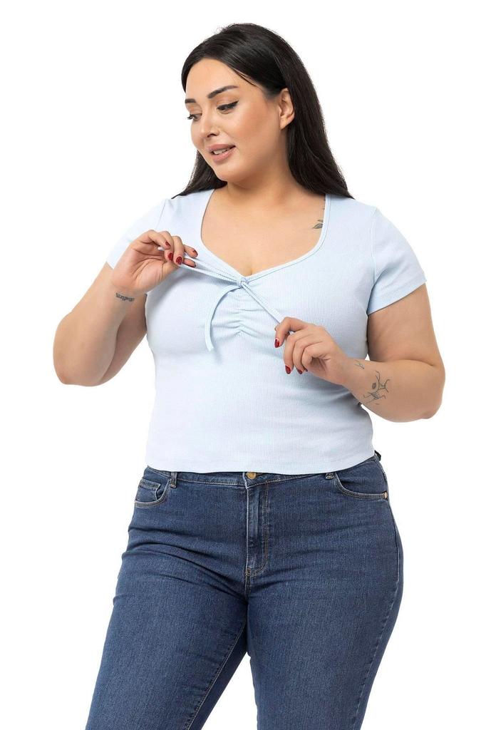 Women's Style Big Size Body Plus Size Half Sleeves Camisole Green Bodysuit With Lace Detail On The Chest