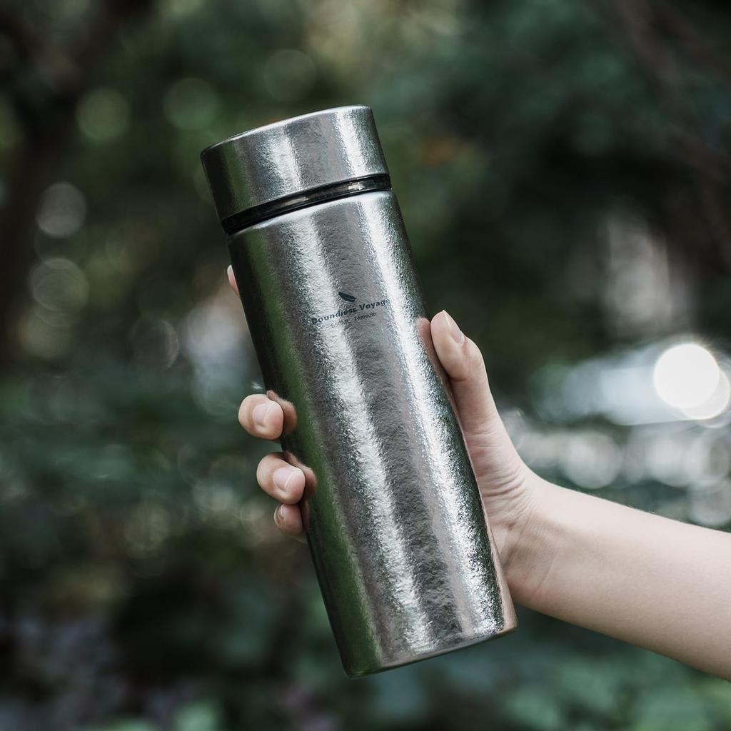 Boundless Voyage Titanium Water Bottle, 550ml Vacuum Insulated, Keeps Hot or Cold, Perfect for Coffee or Tea, Lightweight and Durable, Perfect for