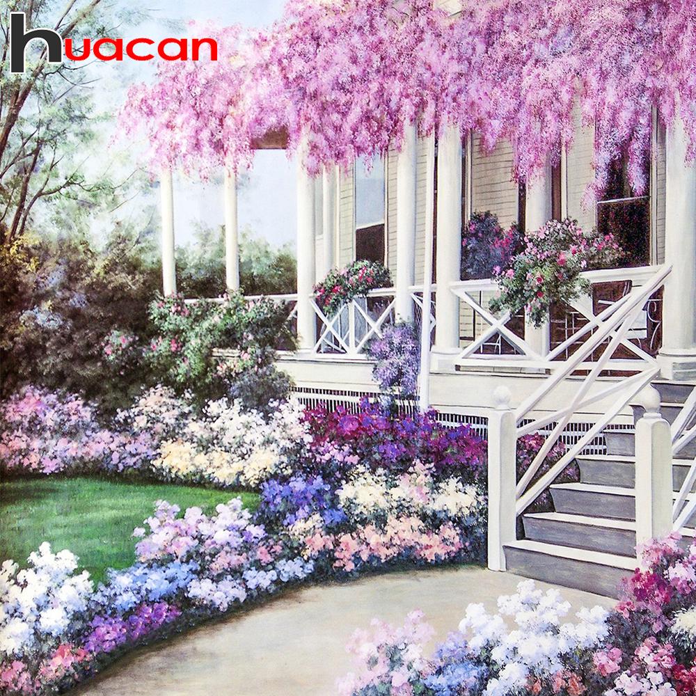 huacan 5D DIY Полная площадь Алмазная картина Романтический сад Вышивка Крестом Горный хрусталь Мозаика Домашний декор
