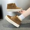 Добавить флисовые теплые шерстяные туфли женские 2024 зимние новые ретро матовые толстые подошвы модные все повседневные хлопковые туфли на шнуровке