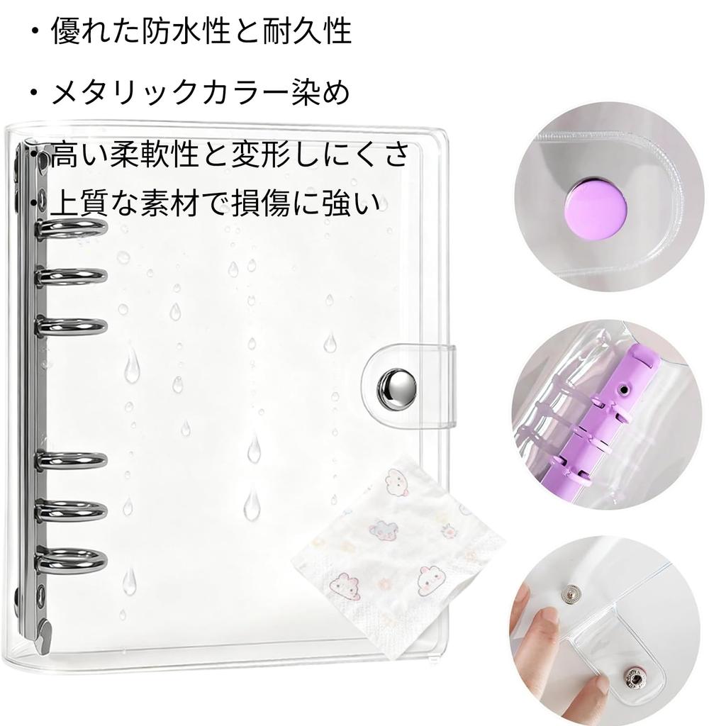 A6 Size Sticker Book with Transparent Binder Cute Sticker Notebook for Girls x Card Sleeve Refills x Underlay Sheets x Character Sticker A6 Sticker